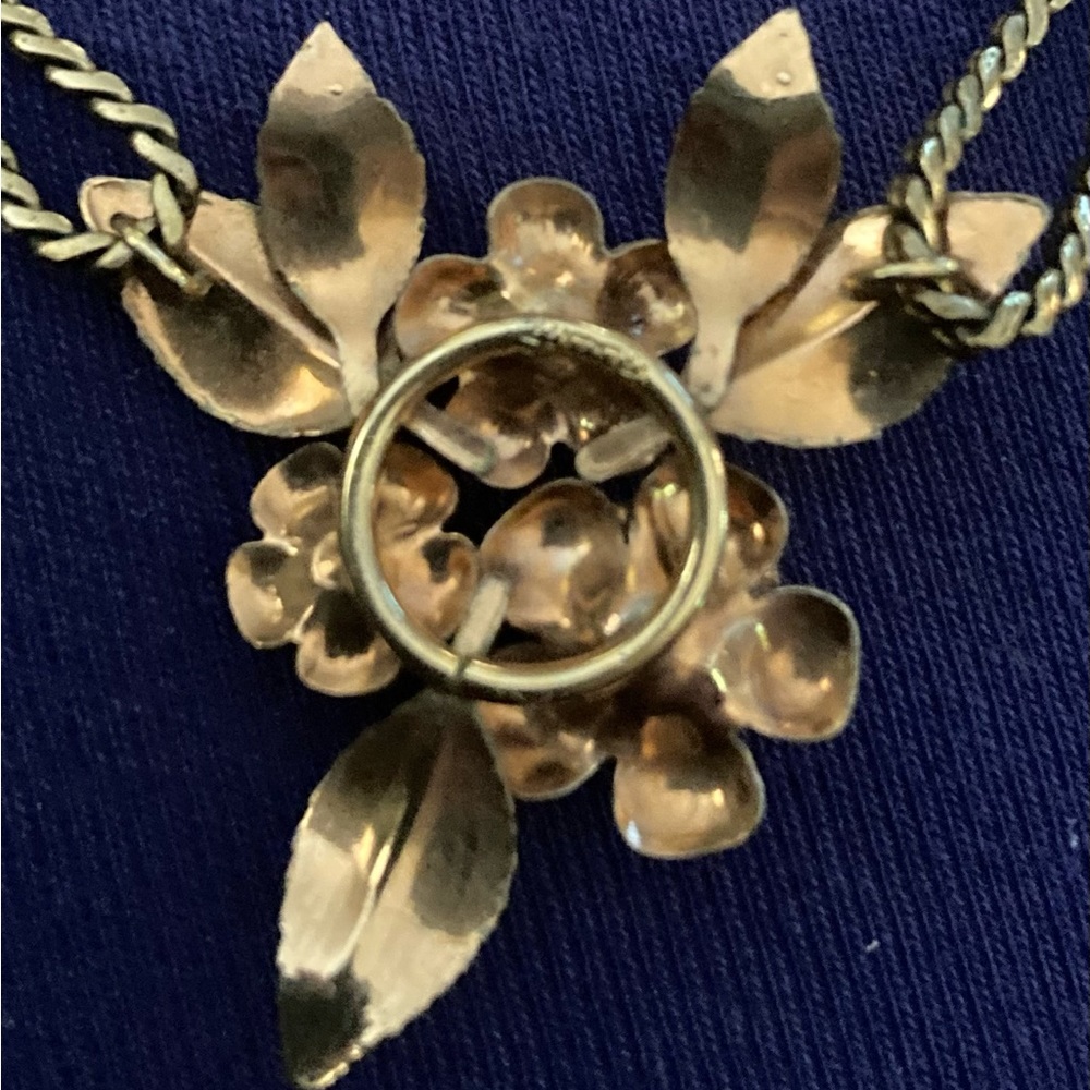 KREMENTZ Vintage Rose Pendant Snake Chain Necklace - Picture 4 of 5